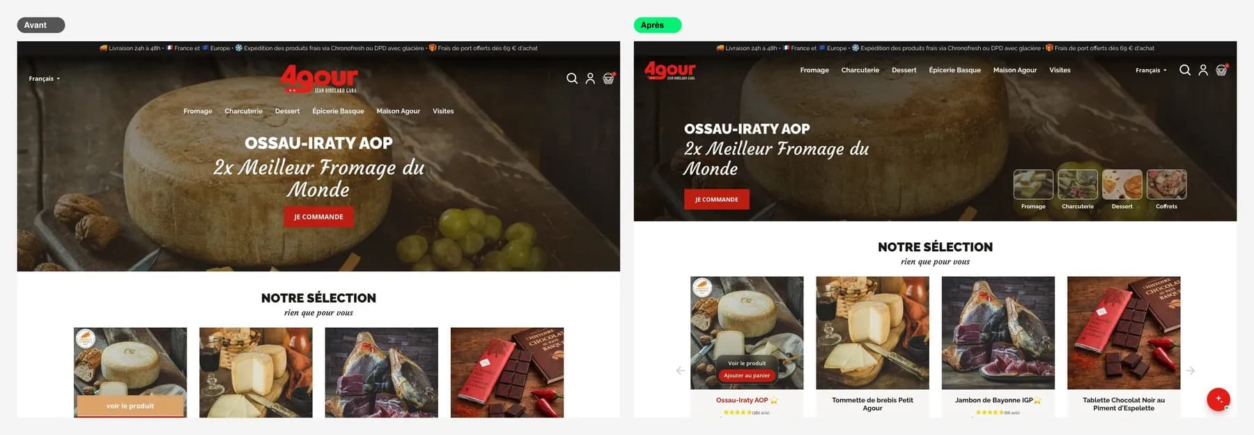 Agour — comprar en el móvil tan fácil como en la tienda — La portada muestra antes los productos