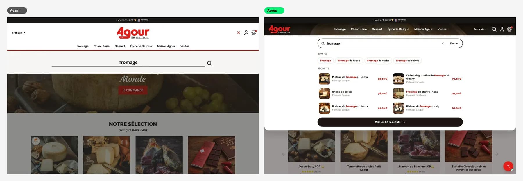 Agour — comprar en el móvil tan fácil como en la tienda — El buscador responde mientras escribes
