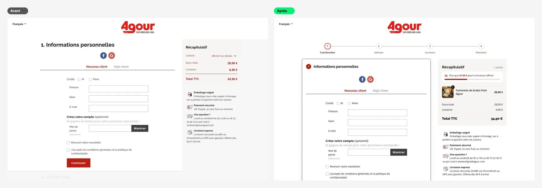Agour — comprar en el móvil tan fácil como en la tienda — El pedido se hace en cuatro pasos visibles