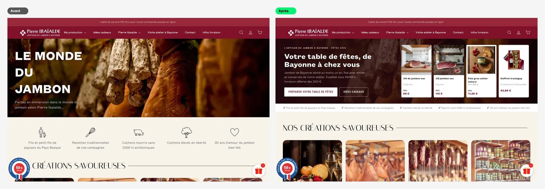 Pierre Ibaïalde — pedir para las fiestas, de forma sencilla, desde el móvil — En el ordenador, la portada por fin muestra qué comprar