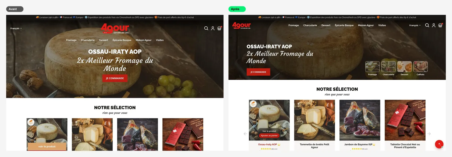 Agour — comprar en el móvil tan fácil como en la tienda — La portada muestra antes los productos