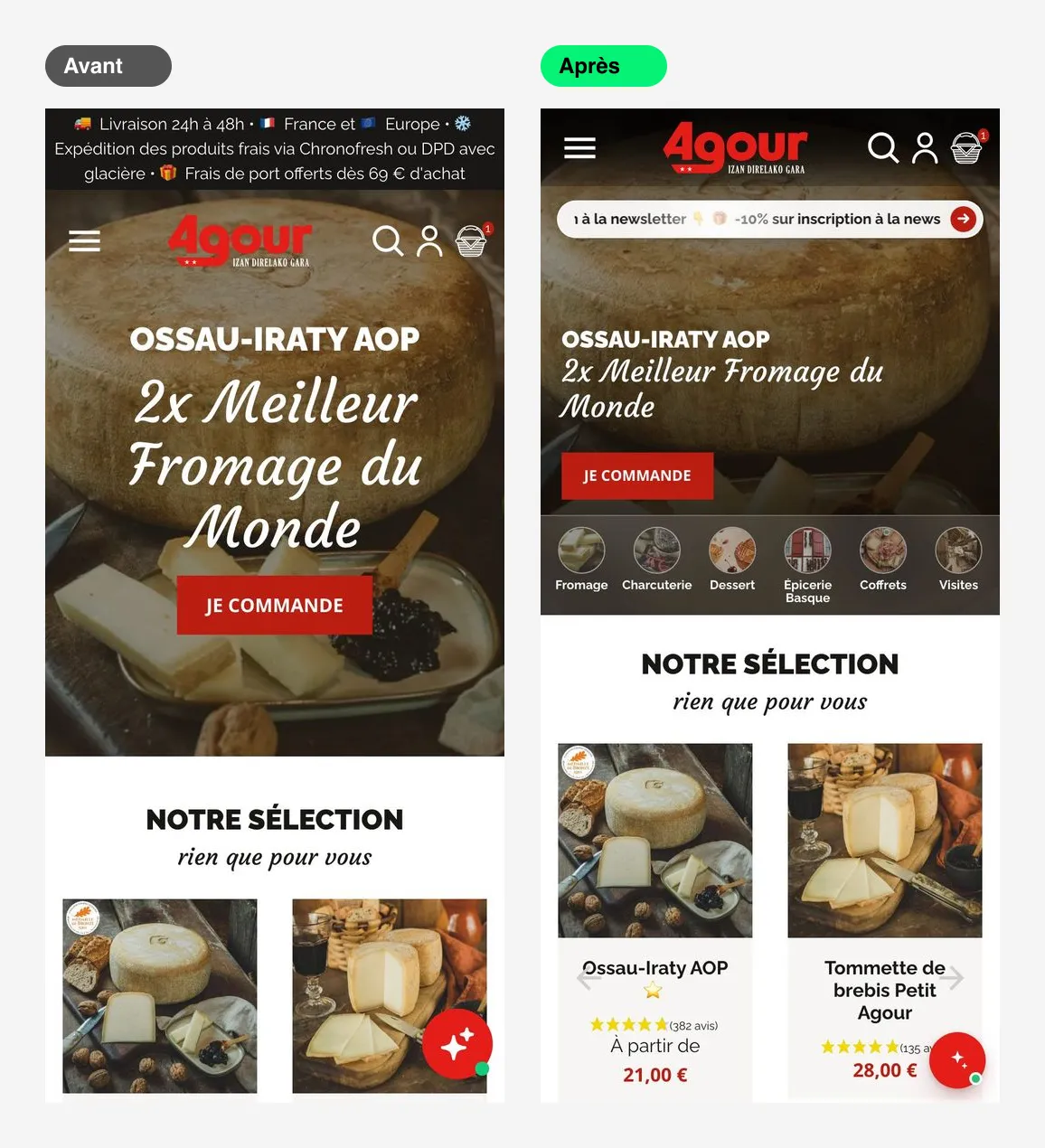 Agour — comprar en el móvil tan fácil como en la tienda — En el móvil, la portada atrae desde el primer momento (móvil)
