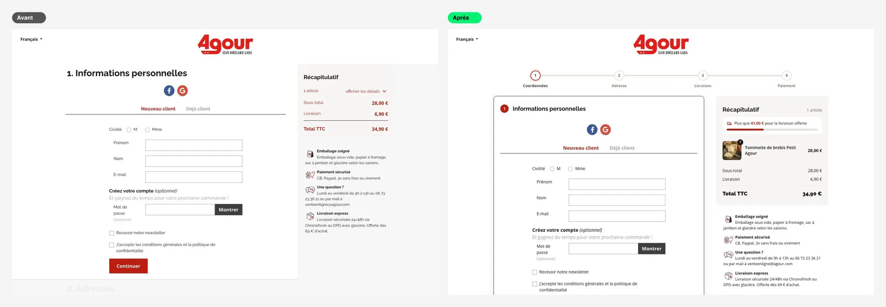 Agour — comprar en el móvil tan fácil como en la tienda — El pedido se hace en cuatro pasos visibles