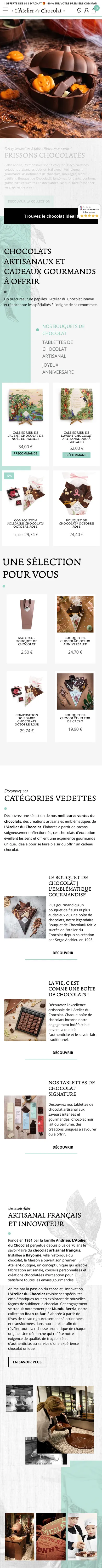 L'Atelier du Chocolat — quitar los frenos entre el escaparate y el carrito en el móvil