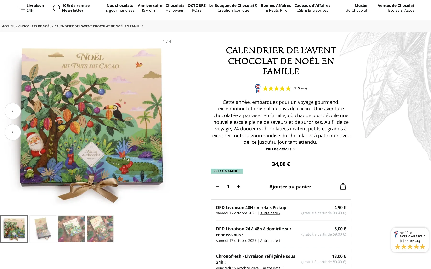 L'Atelier du Chocolat — quitar los frenos entre el escaparate y el carrito — Ficha de producto, miniaturas bajo la imagen