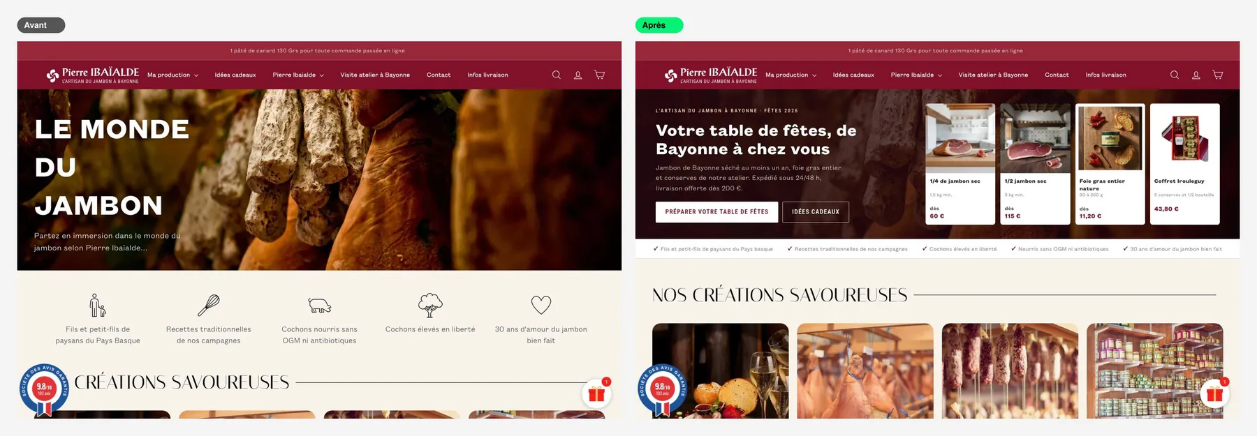 Pierre Ibaïalde — pedir para las fiestas, de forma sencilla, desde el móvil — En el ordenador, la portada por fin muestra qué comprar
